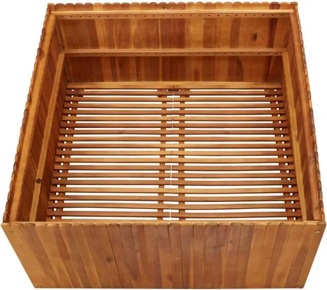 Alt view image 5 of 10 - vidaXL Solid Acacia Wood Garden Raised Bed Outdoor Wooden Planter Flower Box