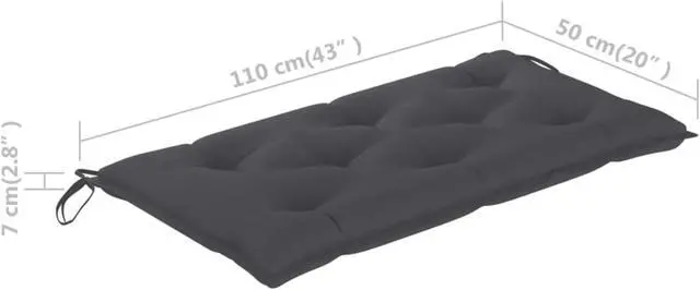 Alt view image 9 of 14 - vidaXL Bench Cushion Water Repellent Garden Cushion Anthracite Oxford Fabric
