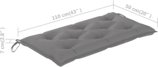 Alt view image 9 of 15 - vidaXL Bench Cushion Water Repellent Garden Seat Cushion Gray Oxford Fabric