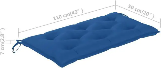 Alt view image 5 of 12 - vidaXL Garden Bench Cushion Blue 43.3"x19.6"x2.7" Fabric