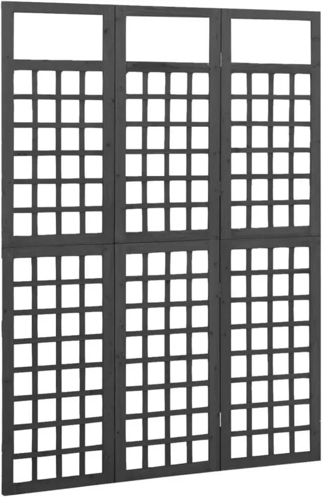 Main image of vidaXL 3-Panel Room Divider/Trellis Solid Fir Wood Black 47.6"x70.9"