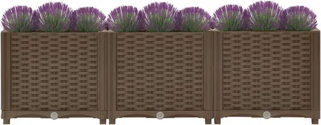 Alt view image 10 of 17 - vidaXL Raised Bed 47.2" Polypropylene Outdoor Garden Planter Flower Box Pot
