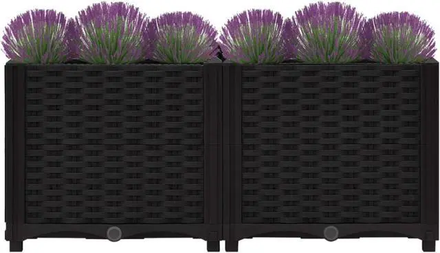 Alt view image 10 of 17 - vidaXL Raised Bed 31.5" Polypropylene Outdoor Garden Planter Flower Box Pot