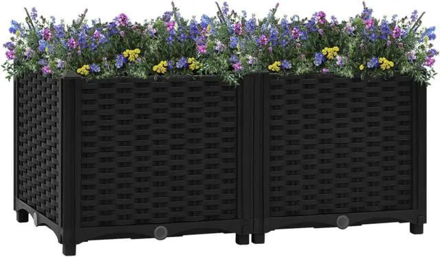 Alt view image 9 of 17 - vidaXL Raised Bed 31.5" Polypropylene Outdoor Garden Planter Flower Box Pot