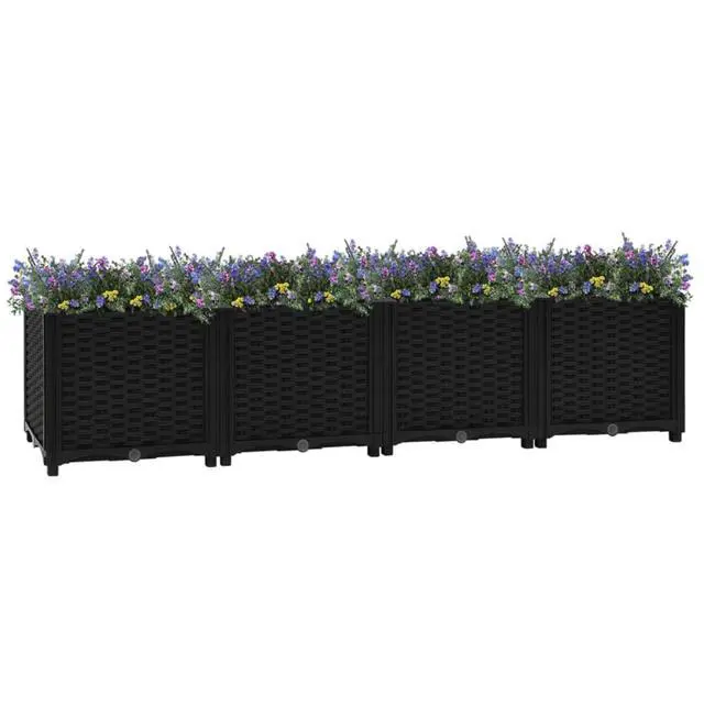 Alt view image 9 of 19 - vidaXL Raised Bed 63" Polypropylene Outdoor Garden Planter Flower Box Pot