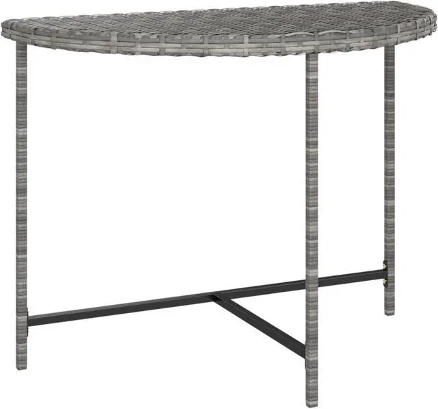 Alt view image 5 of 17 - vidaXL Patio Table Gray 39.4"x19.7"x29.5" Poly Rattan