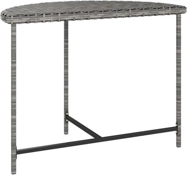 Alt view image 7 of 17 - vidaXL Patio Table Gray 39.4"x19.7"x29.5" Poly Rattan