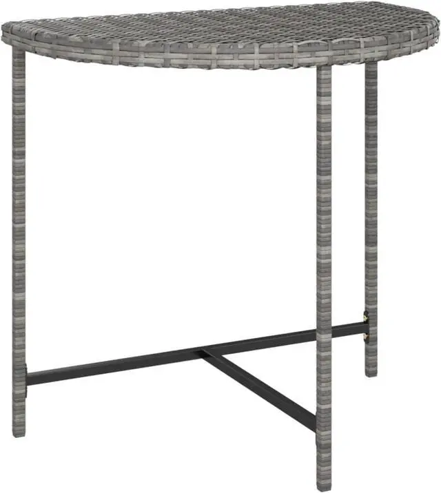 Alt view image 5 of 17 - vidaXL Patio Table Gray 31.5"x19.7"x29.5" Poly Rattan