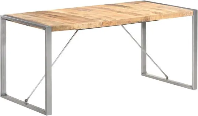 Alt view image 2 of 13 - vidaXL Dining Table 63"x31.5"x29.5" Solid Rough Mango Wood