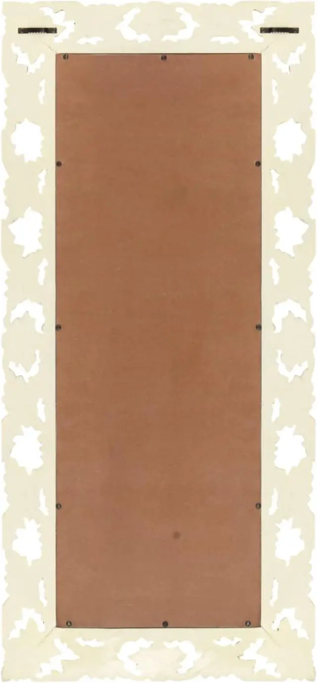 Alt view image 3 of 13 - vidaXL Hand Carved Mirror White 43.3"x19.7" Solid Mango Wood