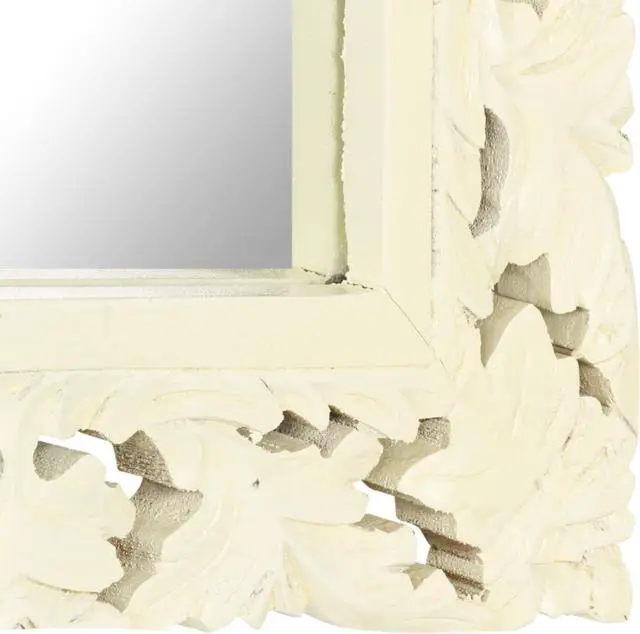 Alt view image 4 of 13 - vidaXL Hand Carved Mirror White 43.3"x19.7" Solid Mango Wood