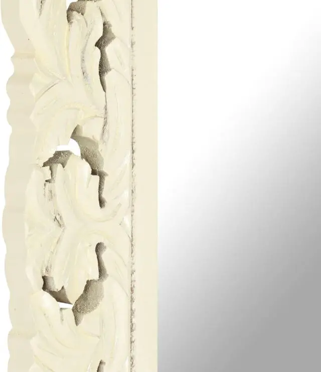 Alt view image 5 of 13 - vidaXL Hand Carved Mirror White 43.3"x19.7" Solid Mango Wood