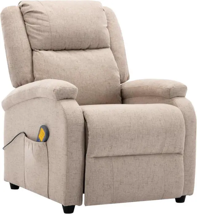 Alt view image 7 of 13 - vidaXL Massage Recliner Cream Fabric Reclining Electric Chair Seat Furniture