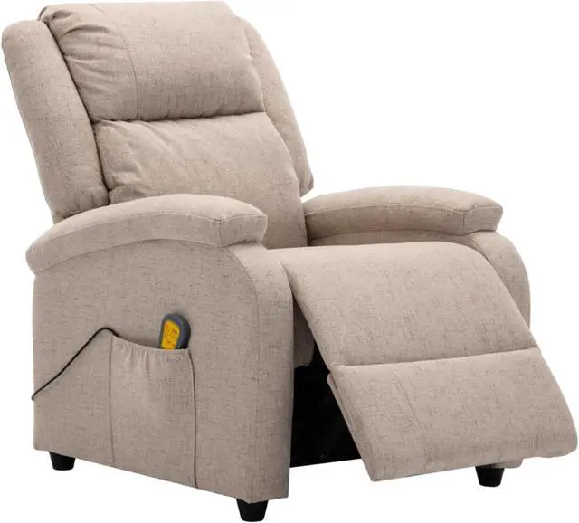Alt view image 11 of 13 - vidaXL Massage Recliner Cream Fabric Reclining Electric Chair Seat Furniture