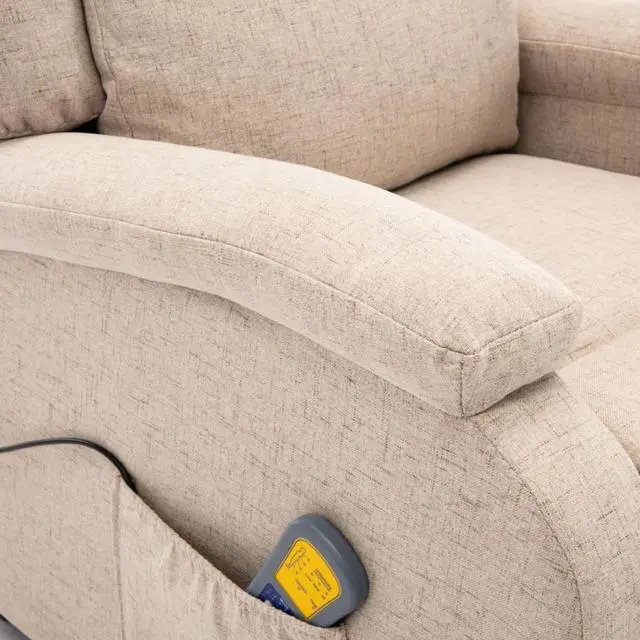 Alt view image 10 of 13 - vidaXL Massage Recliner Cream Fabric Reclining Electric Chair Seat Furniture