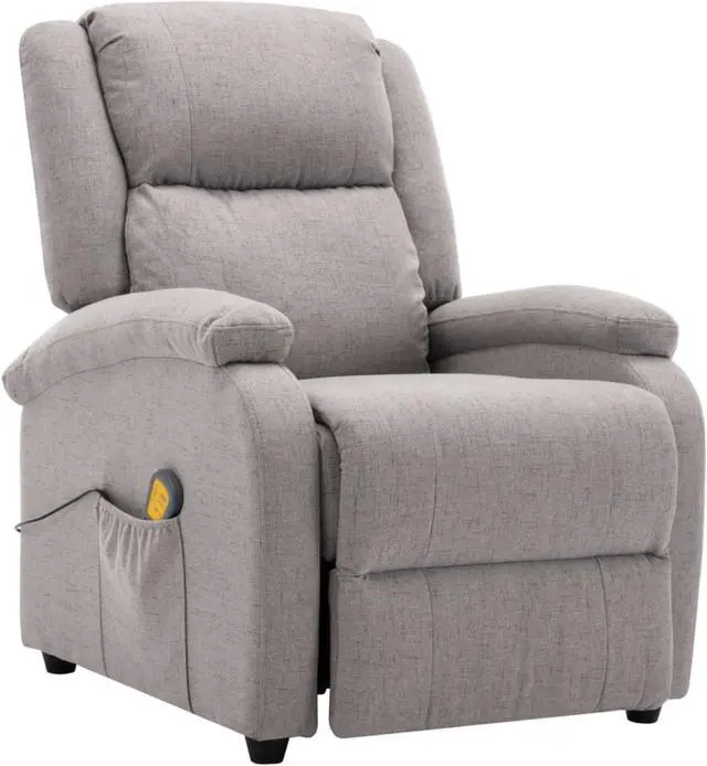Alt view image 8 of 13 - vidaXL Massage Recliner Light Gray Fabric Reclining Electric Chair Furniture