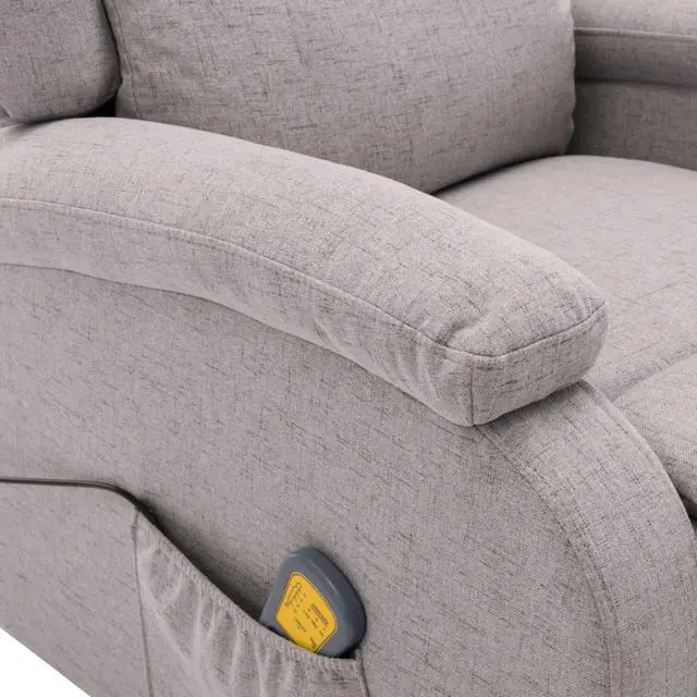 Alt view image 11 of 13 - vidaXL Massage Recliner Light Gray Fabric Reclining Electric Chair Furniture