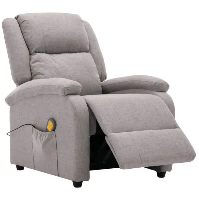 Alt view image 12 of 13 - vidaXL Massage Recliner Light Gray Fabric Reclining Electric Chair Furniture