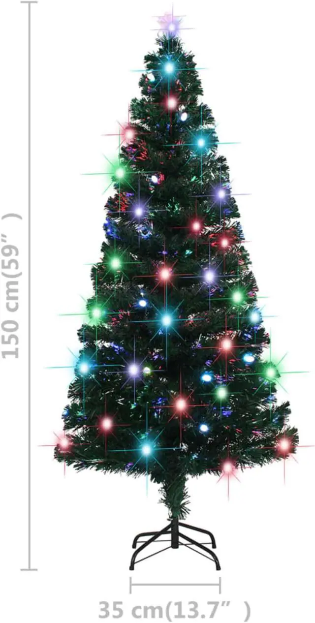 Alt view image 6 of 13 - vidaXL Artificial Christmas Tree with Stand/LED 59.1" Fiber Optic