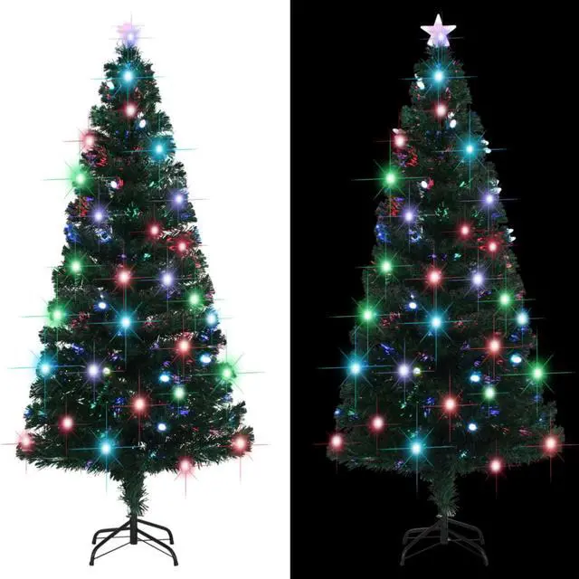 Alt view image 3 of 18 - vidaXL Artificial Christmas Tree with Stand/LED 70.9" Fiber Optic
