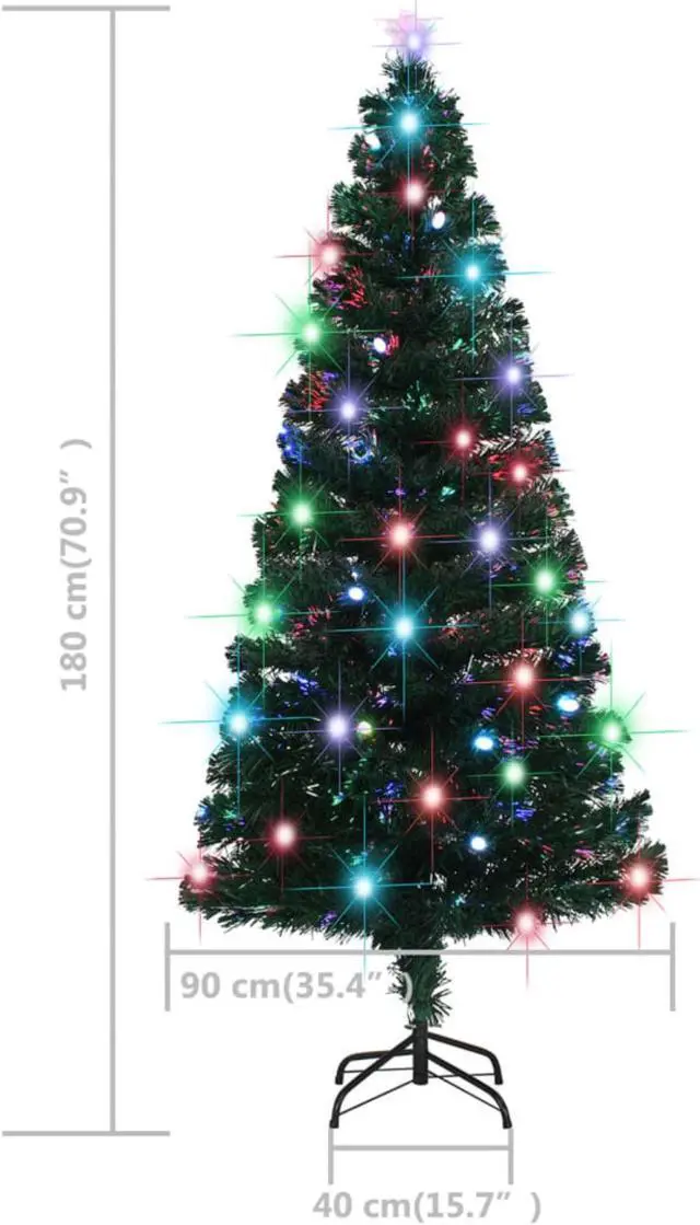 Alt view image 7 of 18 - vidaXL Artificial Christmas Tree with Stand/LED 70.9" Fiber Optic