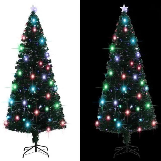 Alt view image 3 of 16 - vidaXL Artificial Christmas Tree with Stand/LED 82.7" Fiber Optic