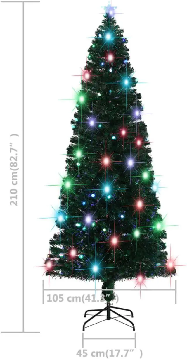 Alt view image 7 of 16 - vidaXL Artificial Christmas Tree with Stand/LED 82.7" Fiber Optic