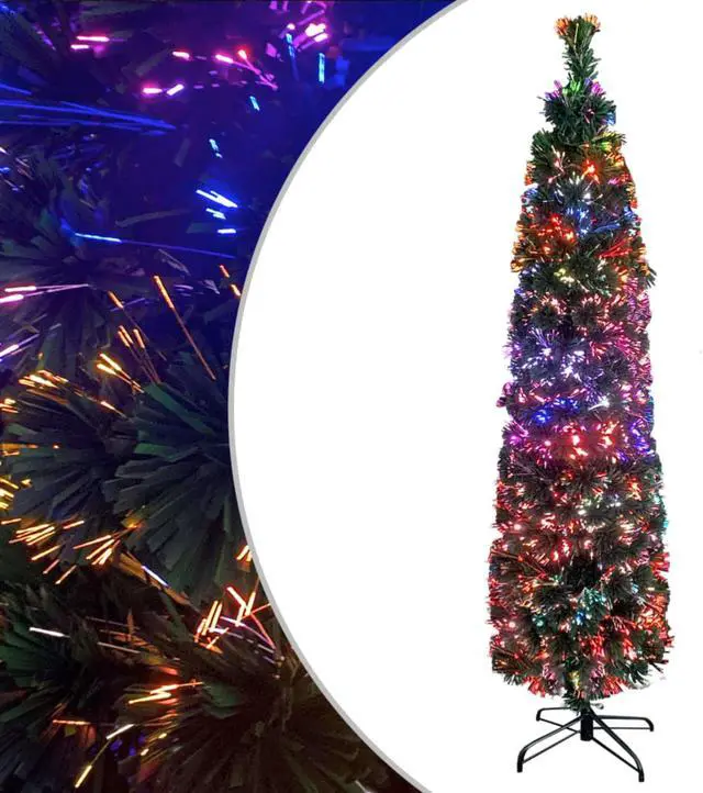 Alt view image 2 of 16 - vidaXL Artificial Slim Christmas Tree with Stand 47.2" Fiber Optic