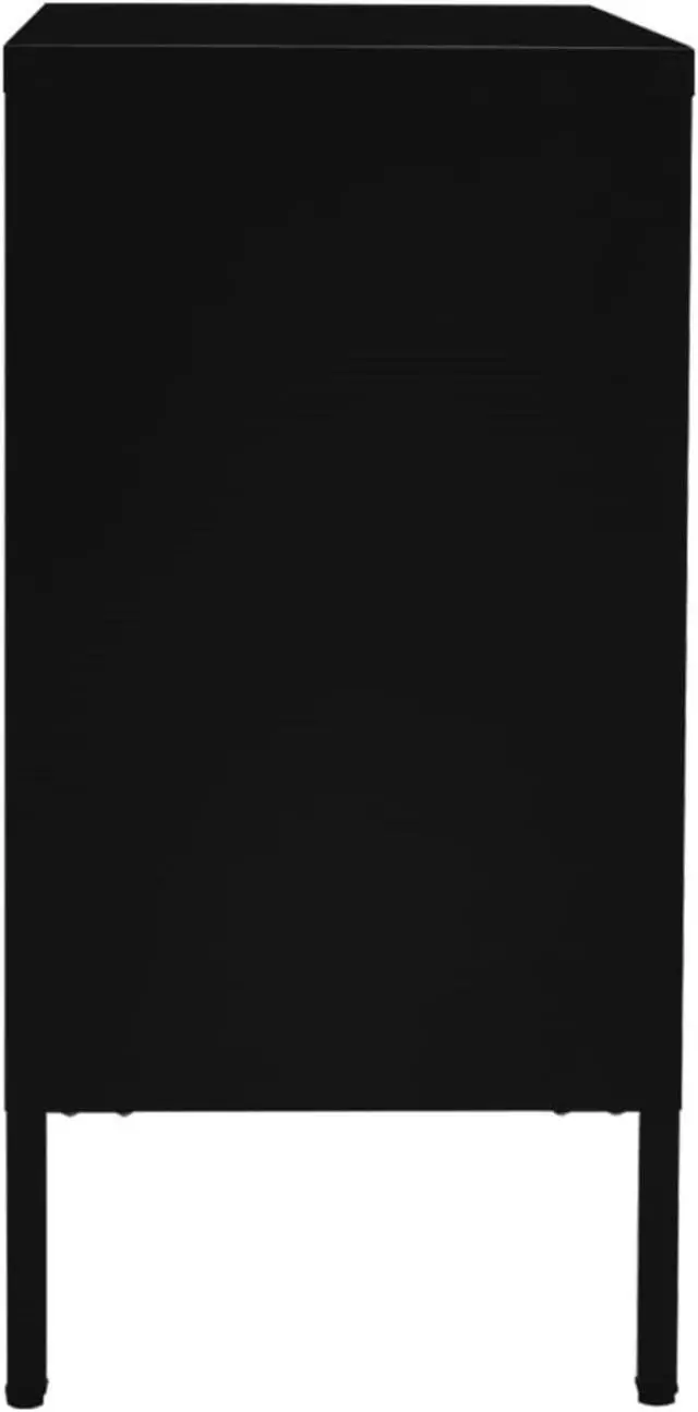 Alt view image 12 of 18 - vidaXL Sideboard Side Table with Adjustable Shelf Black Steel and Tempered Glass