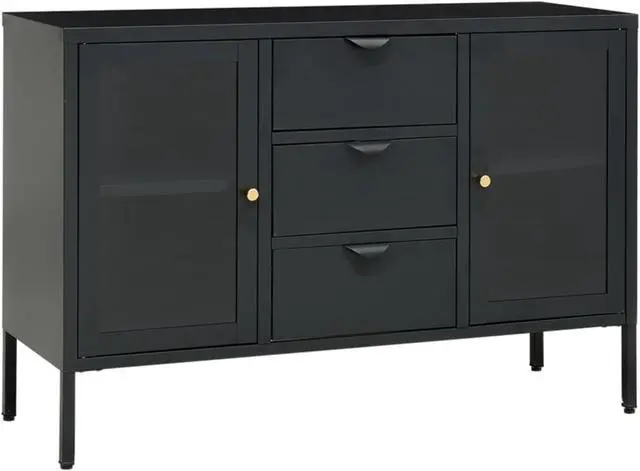 Alt view image 8 of 15 - vidaXL Sideboard Anthracite 41.3" Steel and Tempered Glass Cabinet Furniture