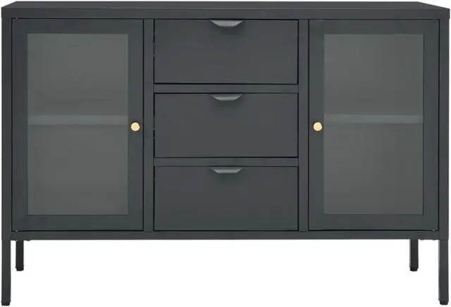 Alt view image 11 of 15 - vidaXL Sideboard Anthracite 41.3" Steel and Tempered Glass Cabinet Furniture