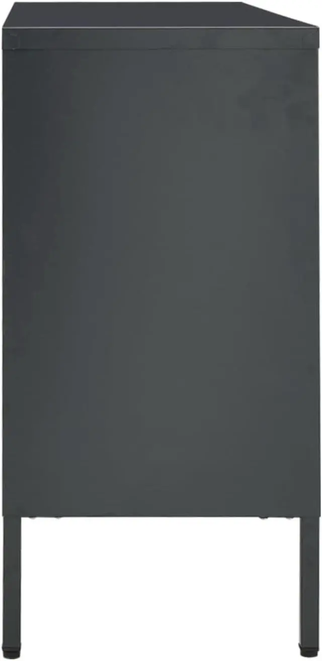 Alt view image 12 of 15 - vidaXL Sideboard Anthracite 41.3" Steel and Tempered Glass Cabinet Furniture