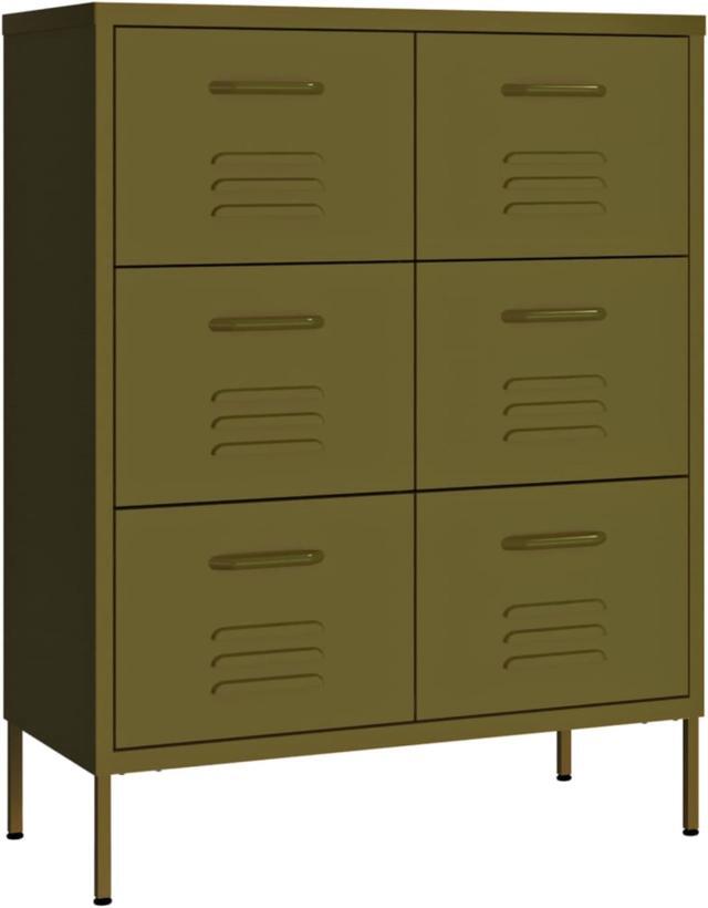 Alt view image 8 of 18 - vidaXL Drawer Cabinet Olive Green Steel Sideboard Cupboard Display Cabinet