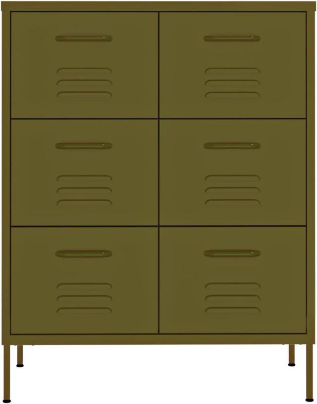 Alt view image 11 of 18 - vidaXL Drawer Cabinet Olive Green Steel Sideboard Cupboard Display Cabinet