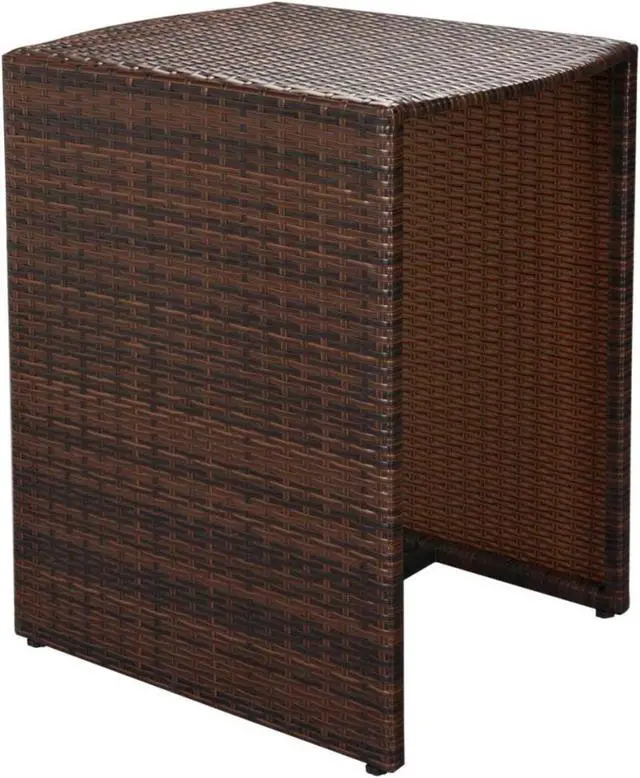Alt view image 11 of 14 - vidaXL Patio Bistro Set 3 Piece Outdoor Table and Chairs Poly Rattan Brown