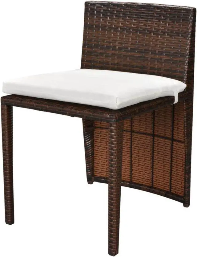 Alt view image 12 of 14 - vidaXL Patio Bistro Set 3 Piece Outdoor Table and Chairs Poly Rattan Brown