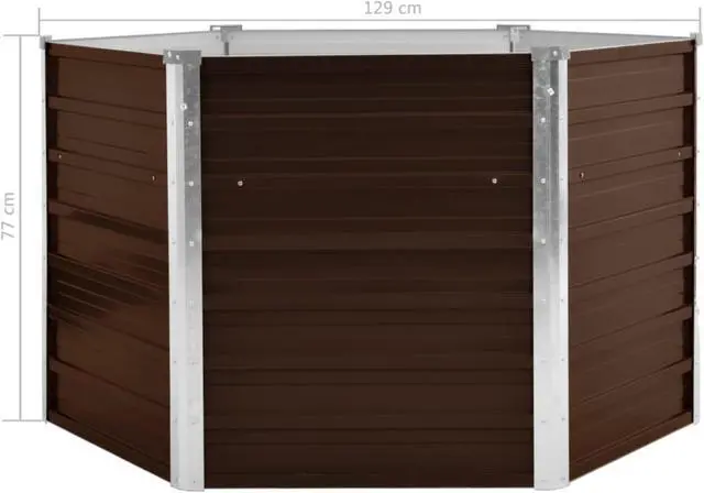 Alt view image 3 of 10 - vidaXL Raised Garden Bed Raised Flower Bed Galvanized Steel Patio Planter Brown