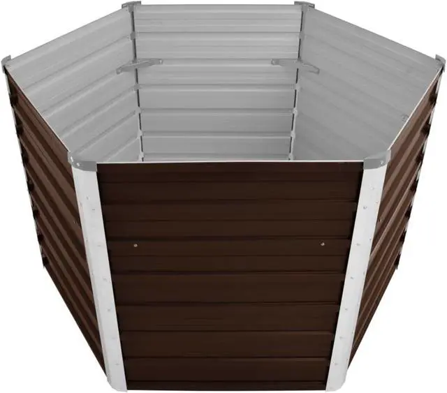 Alt view image 6 of 10 - vidaXL Raised Garden Bed Raised Flower Bed Galvanized Steel Patio Planter Brown