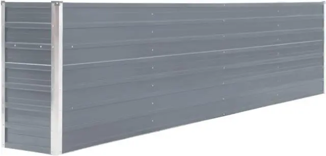 Alt view image 5 of 17 - vidaXL Raised Garden Bed Galvanized Steel Gray Patio Plant Stand Vase Planter