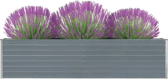 Alt view image 6 of 17 - vidaXL Raised Garden Bed Galvanized Steel Gray Patio Plant Stand Vase Planter