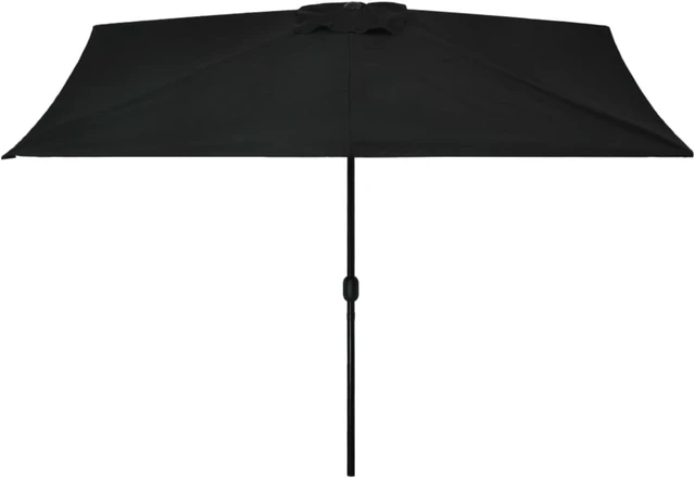 Alt view image 3 of 6 - vidaXL Outdoor Parasol with Metal Pole 118"x78.7" Black