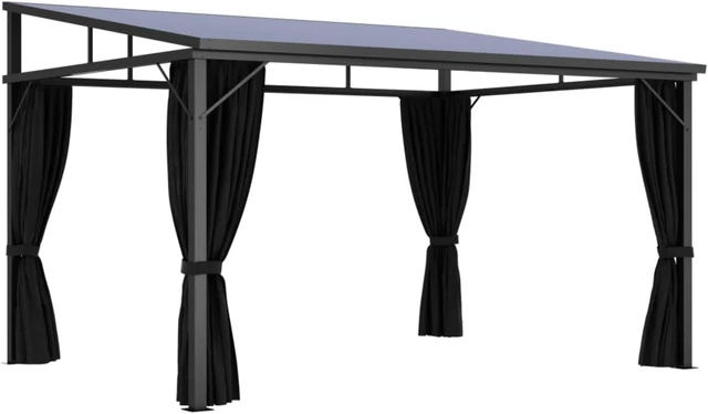 Alt view image 3 of 10 - vidaXL Gazebo with Curtain 13.3'x9.6'x8' Anthracite