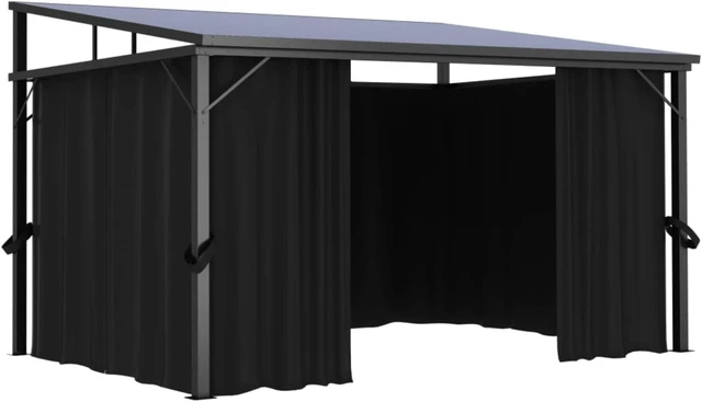 Alt view image 6 of 10 - vidaXL Gazebo with Curtain 13.3'x9.6'x8' Anthracite
