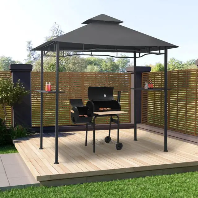 Alt view image 2 of 16 - vidaXL BBQ Gazebo 7.9'x4.9'x8.4' Anthracite Steel