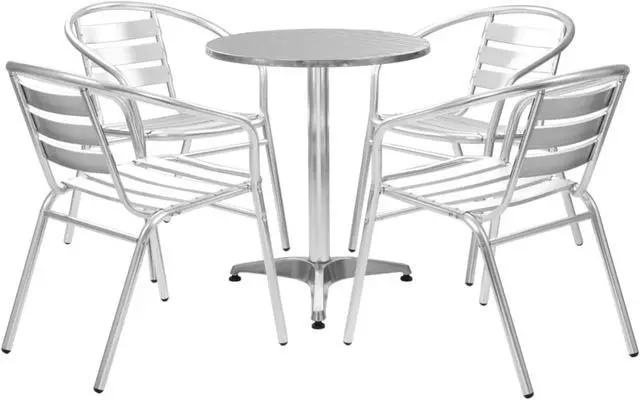Main image of vidaXL 5 Piece Patio Dining Set Aluminum Silver
