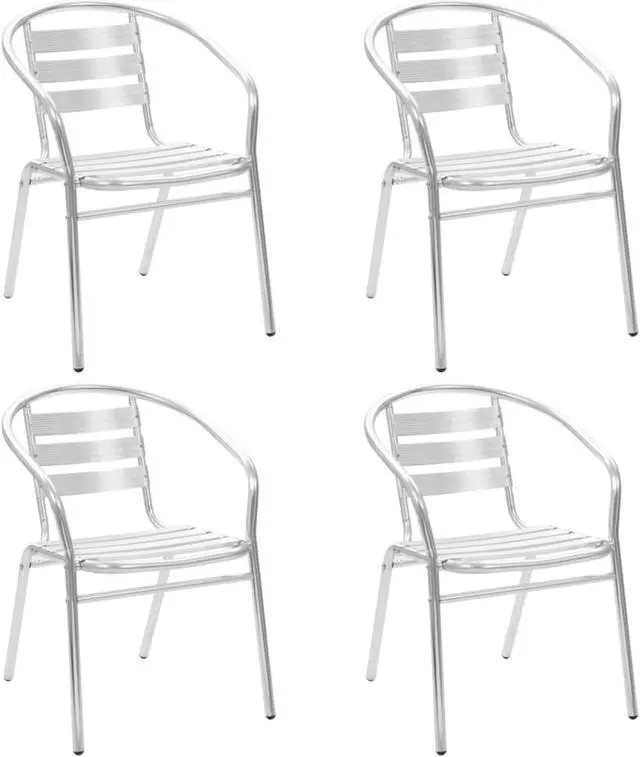 Alt view image 2 of 13 - vidaXL 5 Piece Patio Dining Set Aluminum Silver