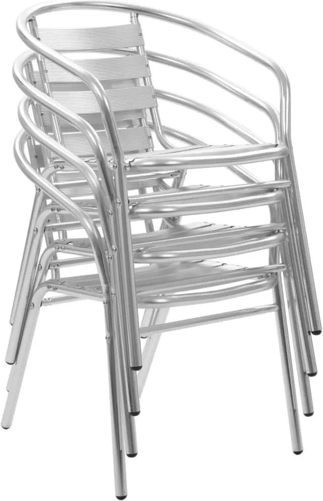 Alt view image 3 of 13 - vidaXL 5 Piece Patio Dining Set Aluminum Silver