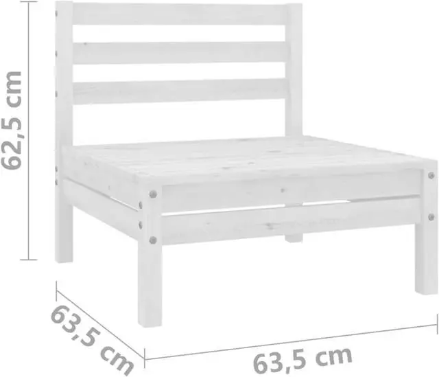 Alt view image 5 of 10 - vidaXL Patio Middle Sofa White Solid Pinewood