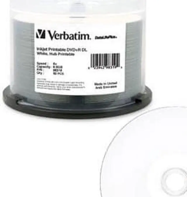 Alt view image 8 of 8 - VERBATIM AMERICAS LLC 98319 DVD+R DL 8.5GB 8X INKJET PRINTABLE 50PK