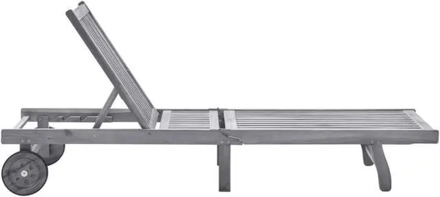 Alt view image 2 of 12 - vidaXL Patio Sun Lounger with Cushion Gray Solid Acacia Wood